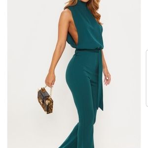 Emerald Green scuba high neck tie waist